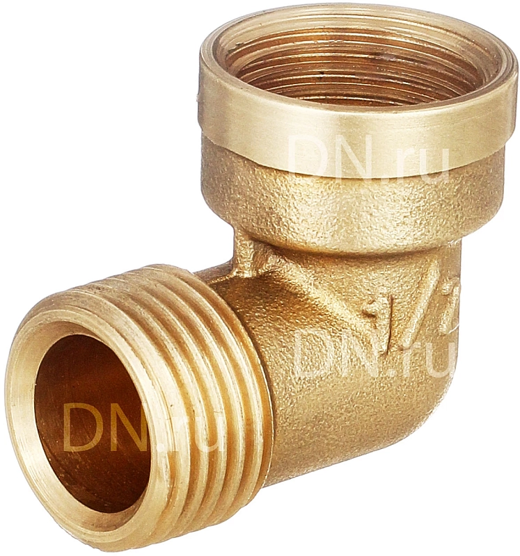 Уголок БАЗ ВН Ду15 Ру40 корпус — латунь ЛС59-1, резьба внутренняя-наружная